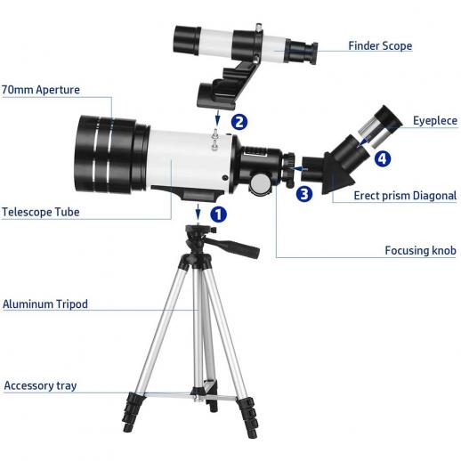 Telescopio Astronómico Refractor 70mm - Accesorios