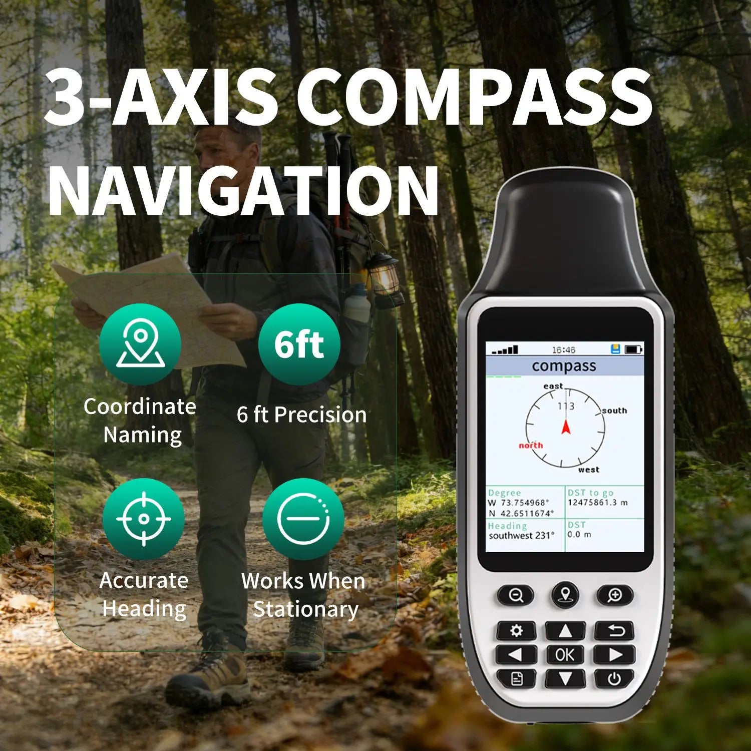 Navegador GPS de 3 Ejes con Brújula